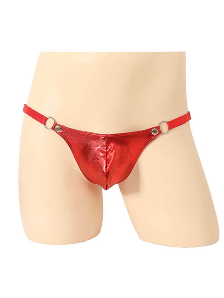 Men's Sexy Low-Rise Metal Rings Butt-Lifting Thong