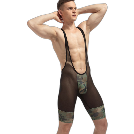 Men's Camouflage Army Mesh Bodysuit