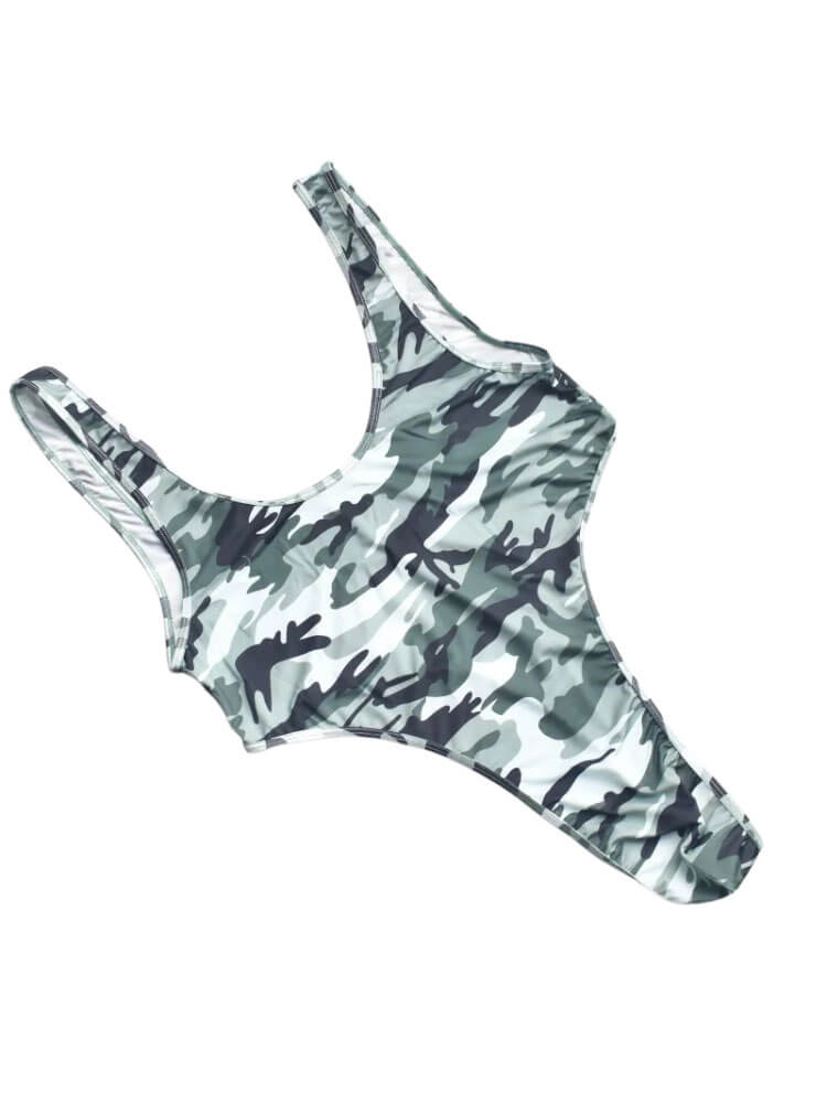 Men's Tank Top Camo Stretch Thong Bodysuit