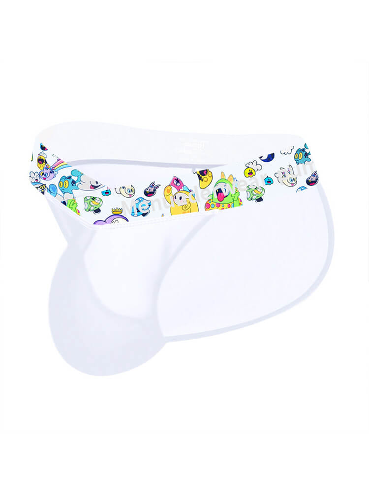 Men's Sexy V-Shaped Cartoon Pattern Belt Sheer Briefs
