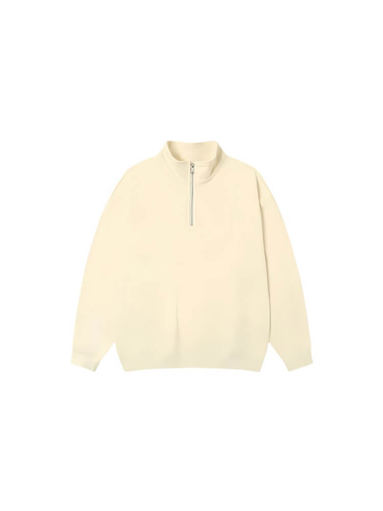 Men's Half Zip Stand Collar Solid Color Sweatshirt