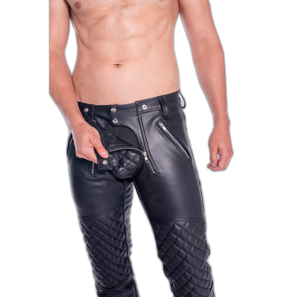 Prowler RED Quilted Leather Sailor Jeans Black
