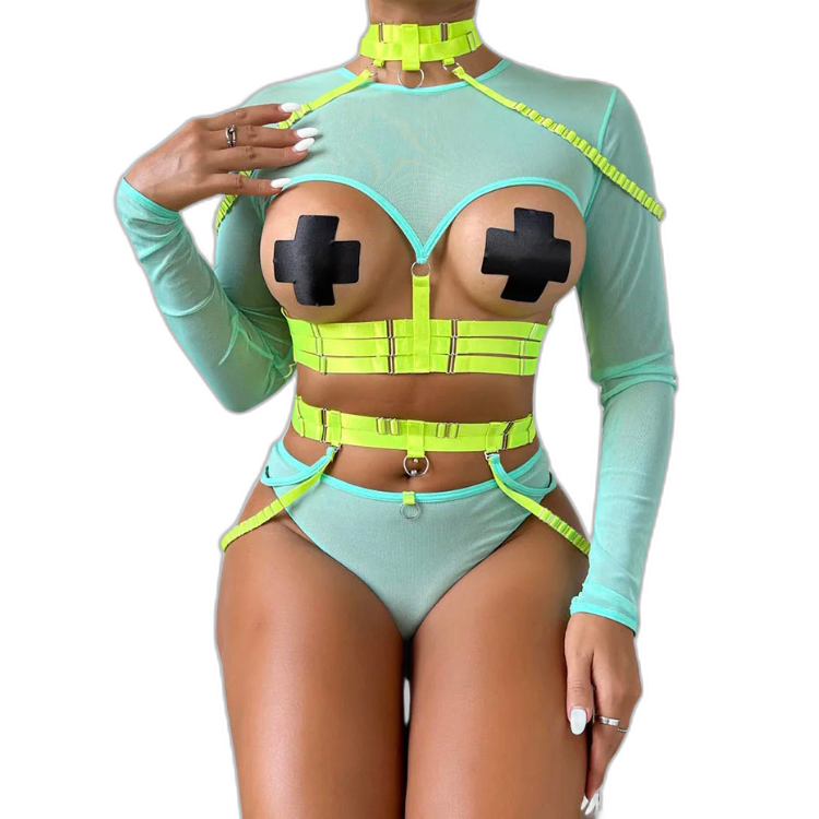 Unsubtle Temptress Bondage Bodysuit Set