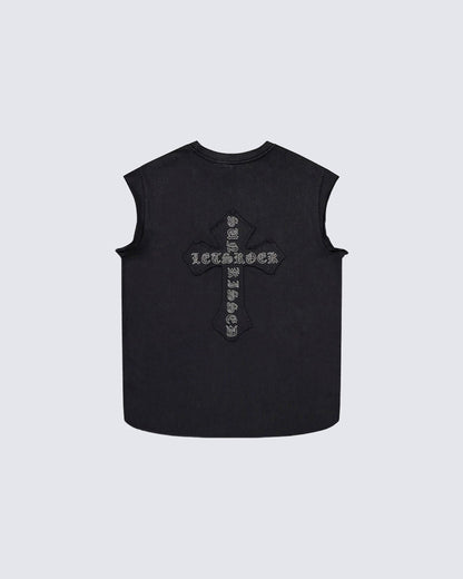 Dark Gothic Cross Sleeveless Streetwear Vest