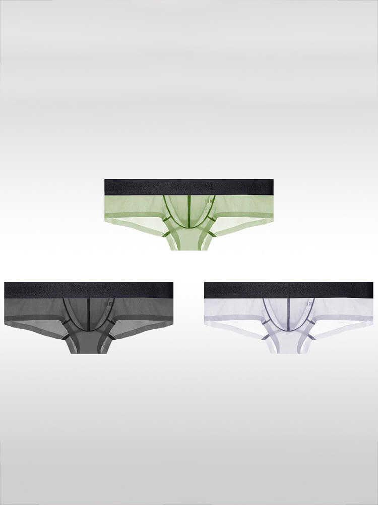 Men's Sexy Low-Rise Stretch Sheer Ice Silk Boxer Briefs