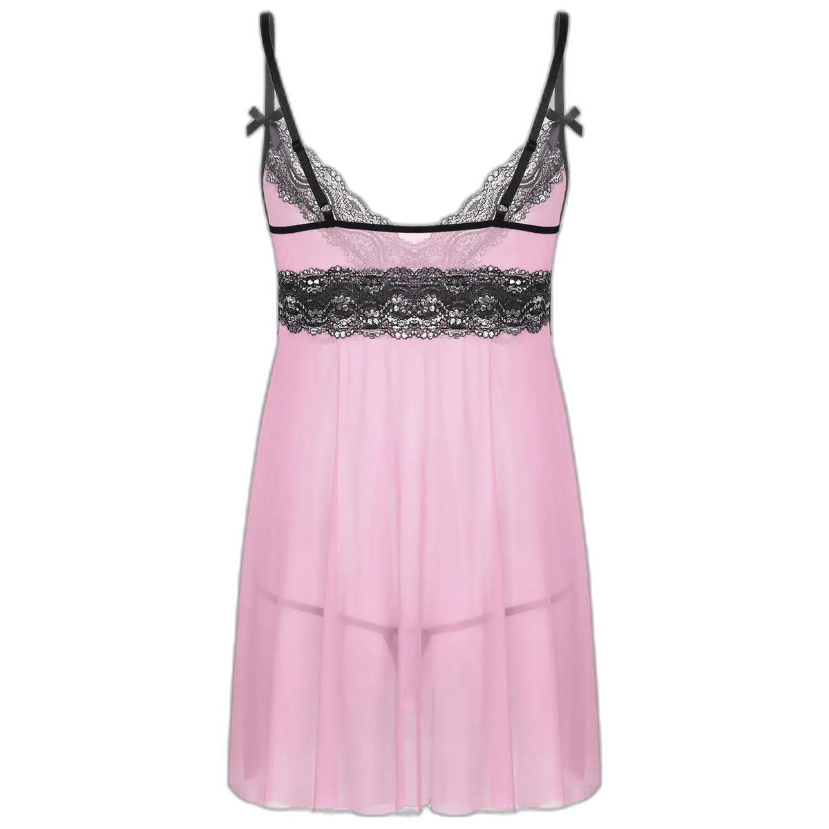 Mesh Floral Lace Sissy Mini Nightgown Set