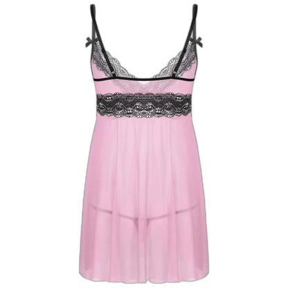 Mesh Floral Lace Sissy Mini Nightgown Set