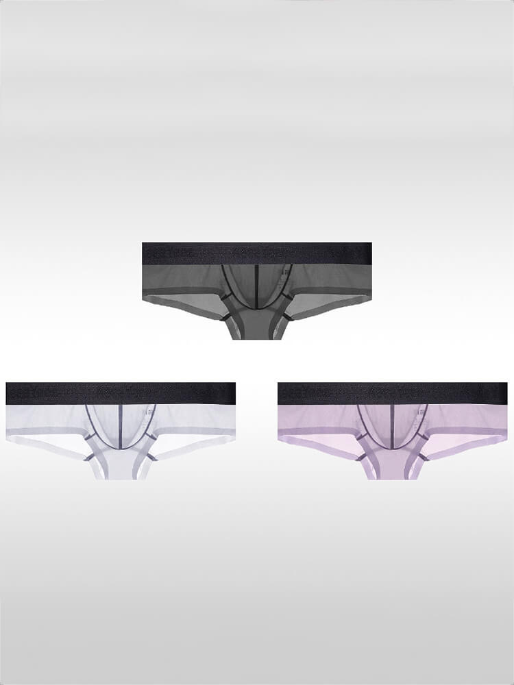 Men's Sexy Low-Rise Stretch Sheer Ice Silk Boxer Briefs