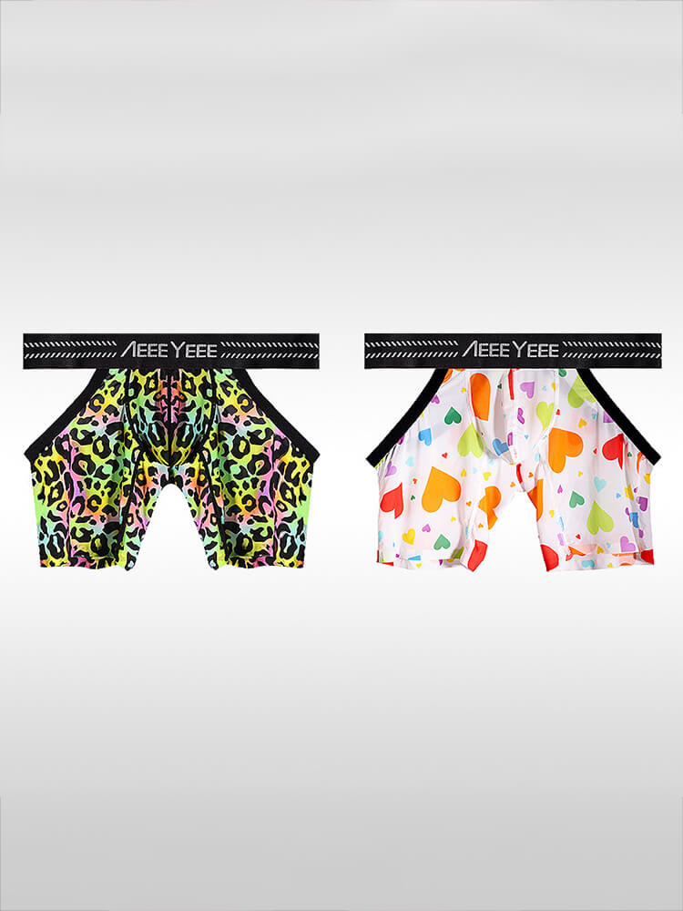 Men's Sexy Seamless Leopard Print Cutout Boxer Briefs