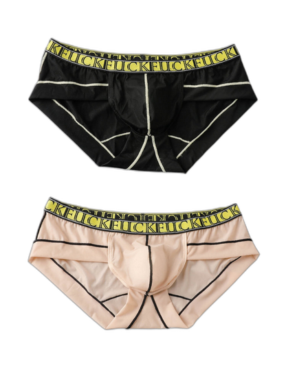 2 Pack Men's Ice-Silk Stretch Sports Briefs with 3D Pouch