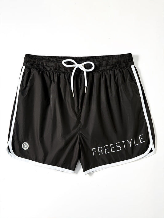 Men's Loose Letter Print Drawstring Swim Trunks