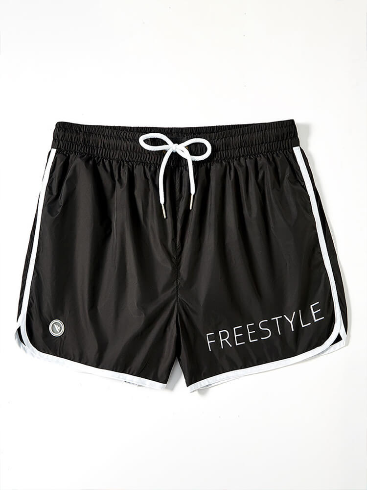 Men's Loose Letter Print Drawstring Swim Trunks