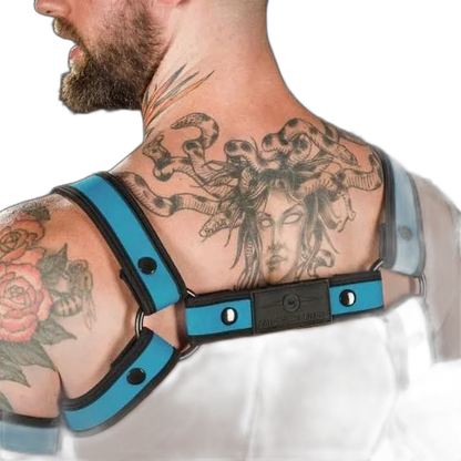 Mr S Leather Neoprene Bulldog Harness | Aqua
