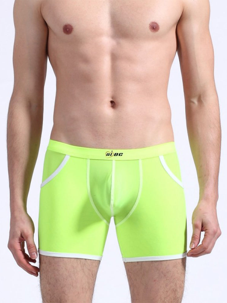 3 Pack Men's Long Leg Boxer Briefs Made of Ultra-Thin Ice Silk with Anti-Wear Elastic