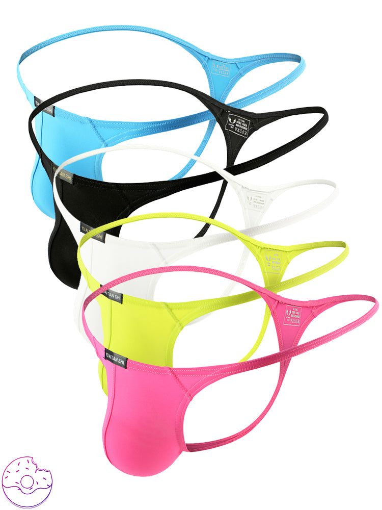 Solid Color Low Waist Breathable Nylon Thong