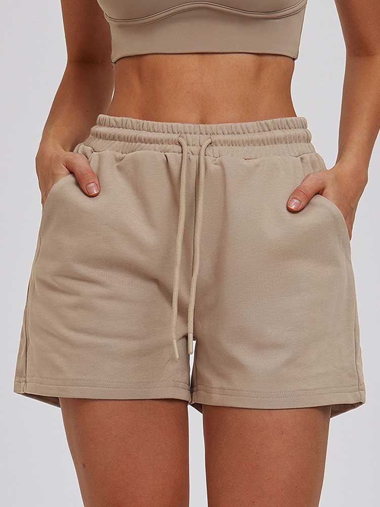 Men's Solid-Color Casual Straight-Leg Cotton Athletic Shorts