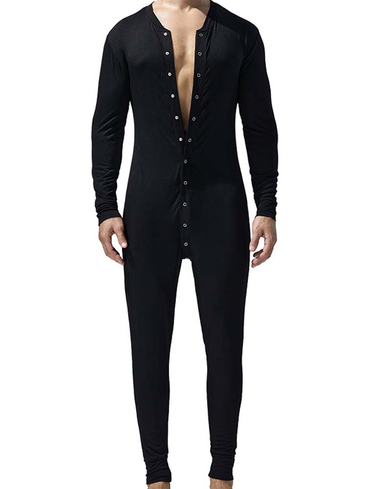 Men's Single Breasted Skinny Crotchless Bodysuit