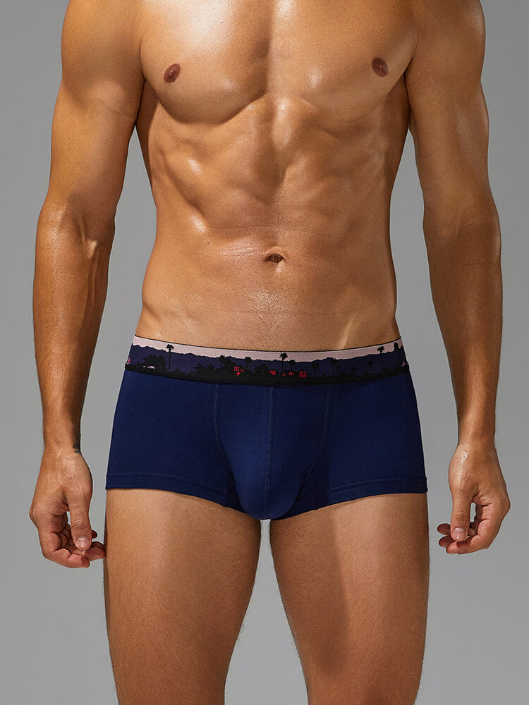 Men's Unique Printed Belt Solid Color Boxer Briefs