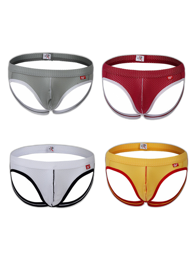4 Pack Men's Low Waist Sexy Breathable Butt Lifting Stylish Comfortable Jockstrap