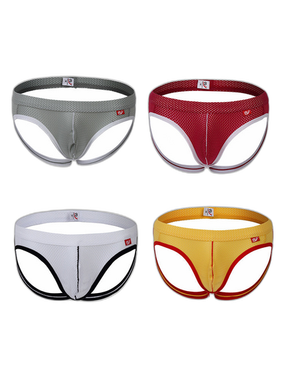 4 Pack Men's Low Waist Sexy Breathable Butt Lifting Stylish Comfortable Jockstrap