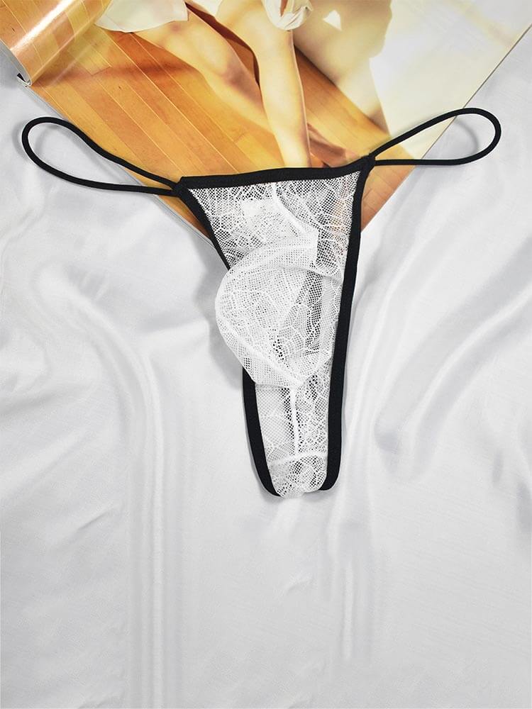 Men's Sexy See-Through Lace String Thong