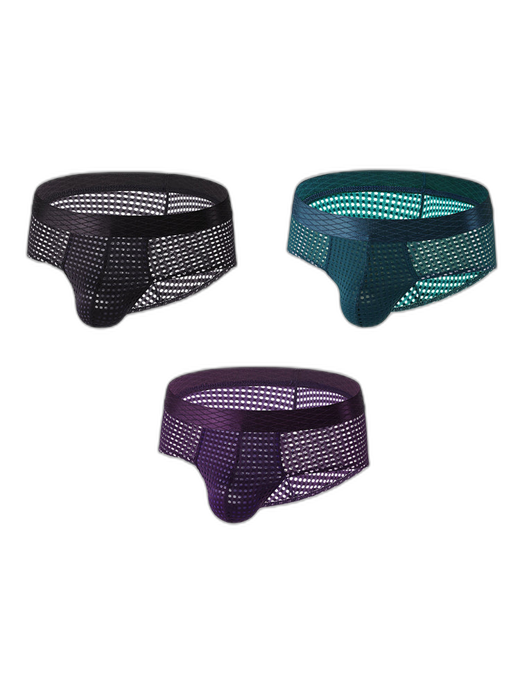 3 Pack Men's Quick-Dry Mesh Low-Rise Briefs