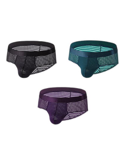 3 Pack Men's Quick-Dry Mesh Low-Rise Briefs