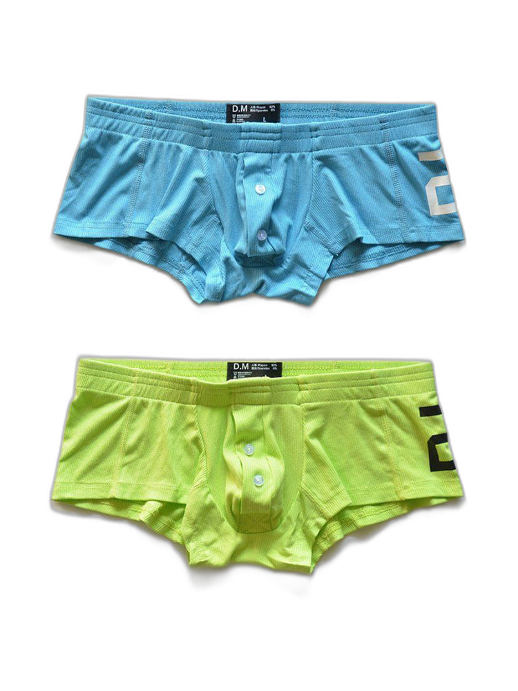 2-pack Men's Solid Color Comfortable Button-down Trunks