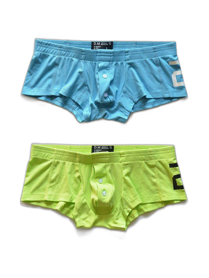 2-pack Men's Solid Color Comfortable Button-down Trunks