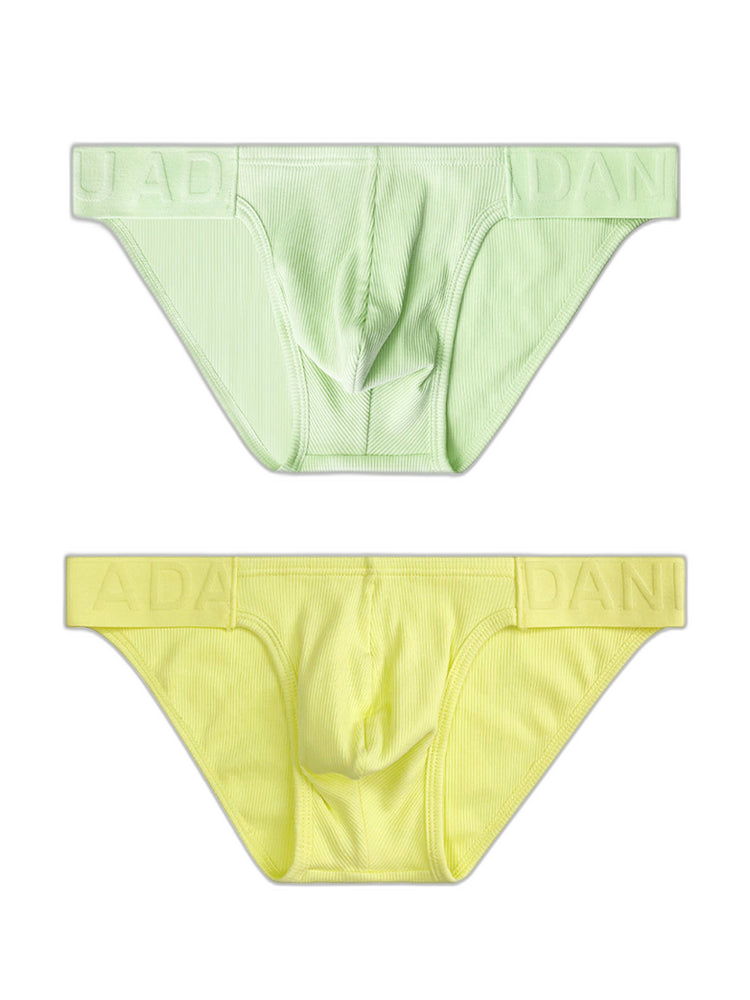 2 Pack Men's Low-Rise High-Cut Ribbed Cotton Bikini