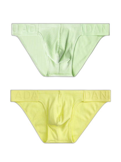 2 Pack Men's Low-Rise High-Cut Ribbed Cotton Bikini
