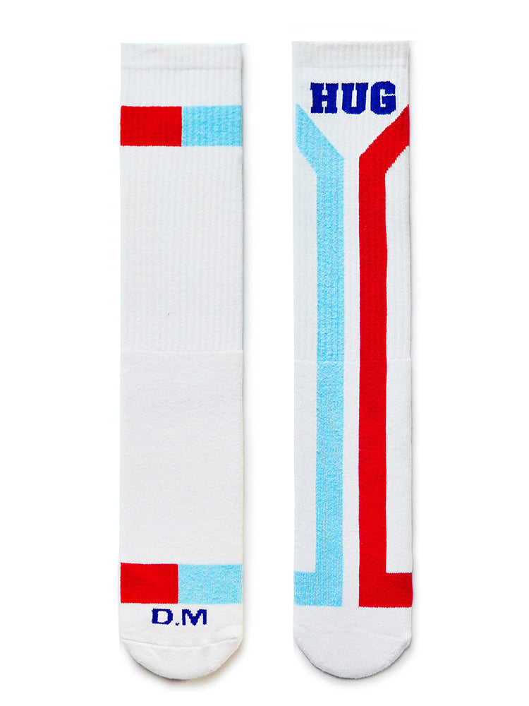 Color Blocked Cotton Letter Sports Thigh-high Socks
