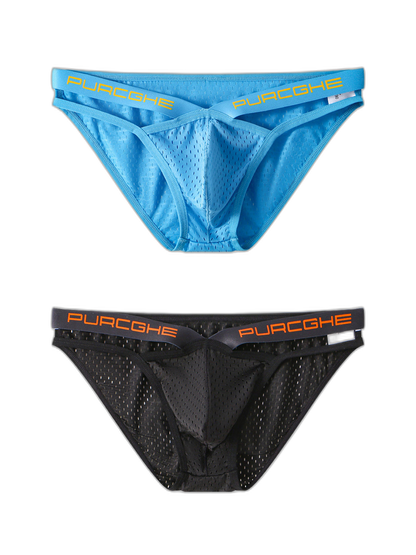 2 Pack Sexy Hollow Out Mesh Briefs for Men