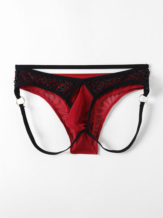 Men's Sexy Cut-Out Fishnet Stretchy Double Thong