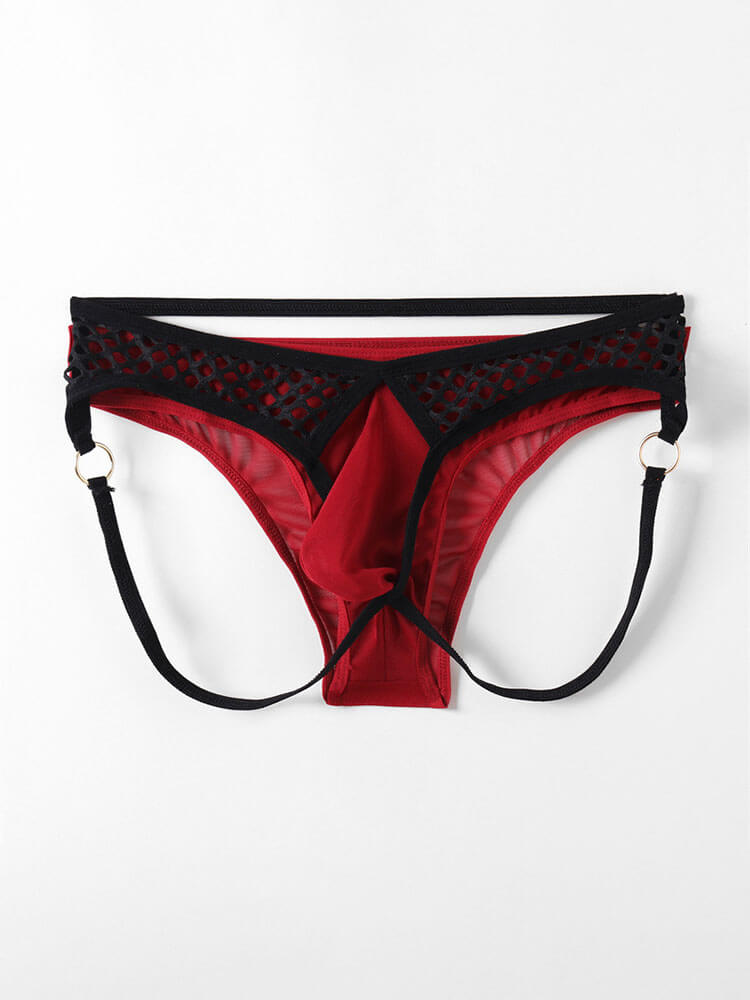 Men's Sexy Cut-Out Fishnet Stretchy Double Thong