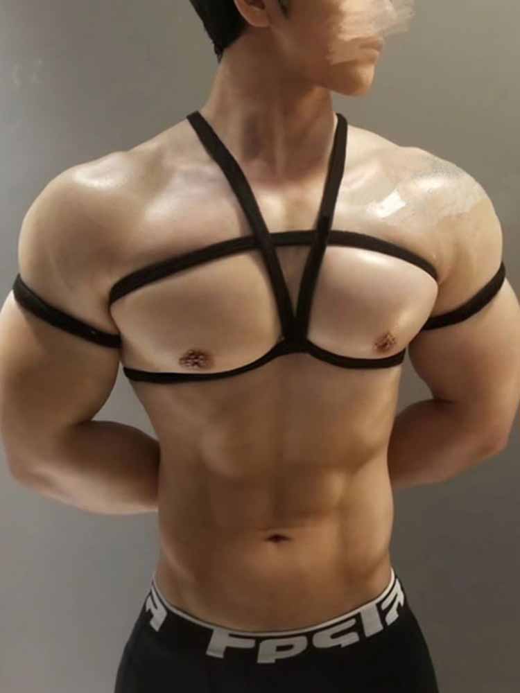 Men's Elastic Black Chest Strap