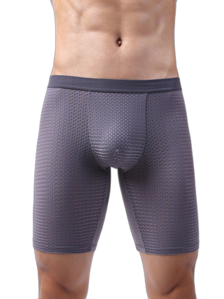 3 Pack Men’s Anti-chafing Mesh Long Boxer Briefs