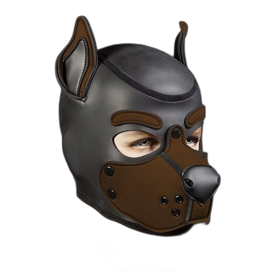 Mr S Leather Neoprene K9 Puppy Hood | Black/Brown