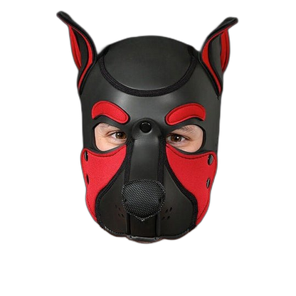 Mr S Leather NEOPRENE FRISKY Puppy Hood | Black & Red