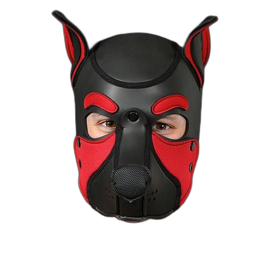 Mr S Leather NEOPRENE FRISKY Puppy Hood | Black & Red