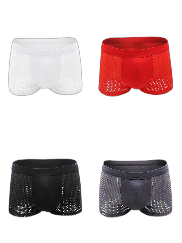 4 Pack Men’s Breathable Mesh Trunks with Antibacterial Fabric