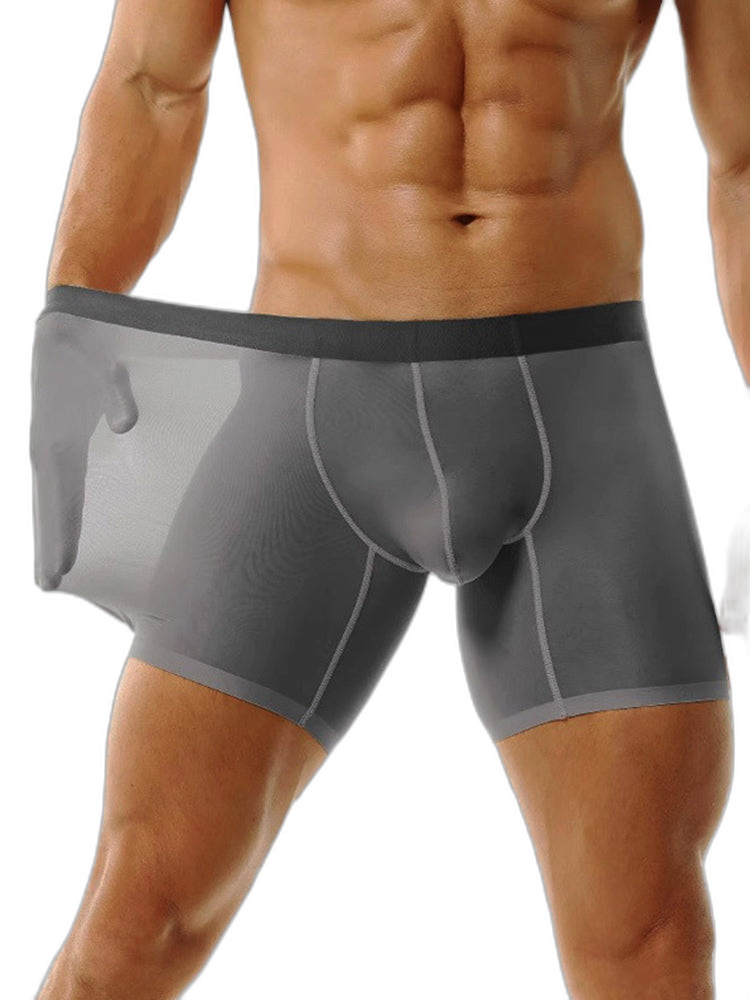3 Pack Men's Ice Silk Athletic Long Boxer Briefs