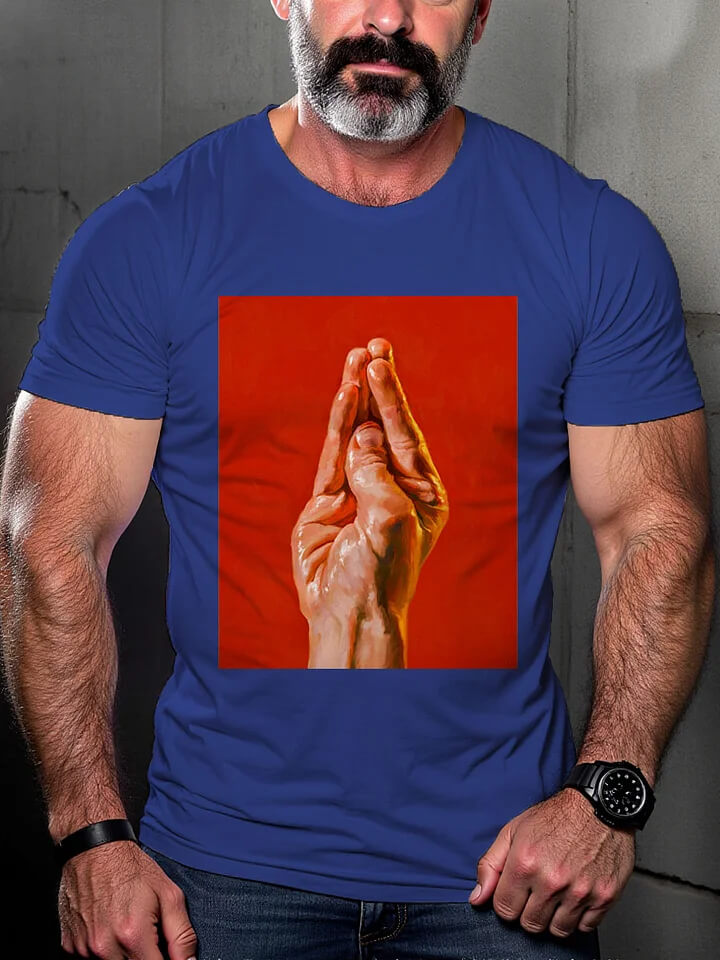 Men's Casual Silent Duck Hand Print Pride T-shirt