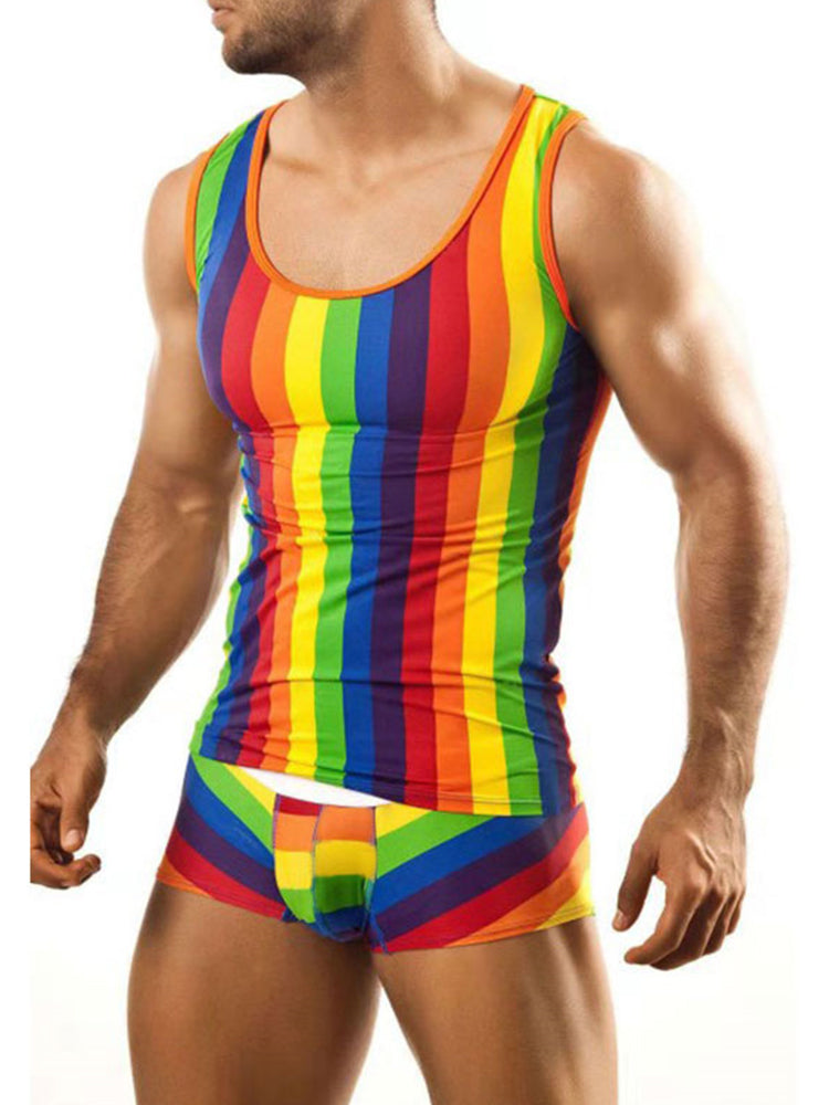 Rainbow Stripes Printed Bodysuit