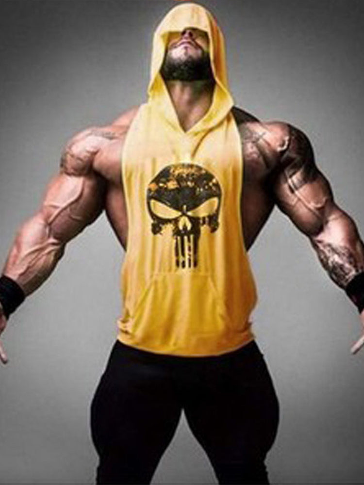 Fitness Hooded Skull Tank Top