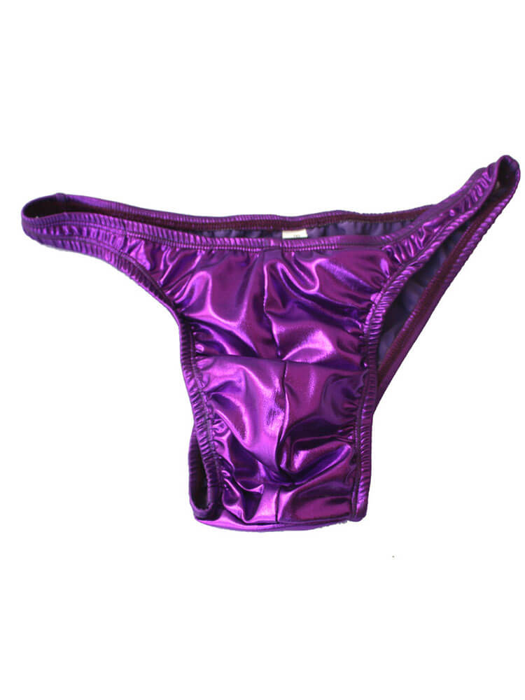 Men's Solid-Color Glossy Bodybuilding Briefs