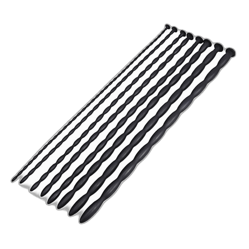 Ribbed Silicone Urethral Sounding Set - 8 Pcs