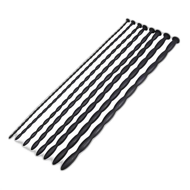 Ribbed Silicone Urethral Sounding Set - 8 Pcs