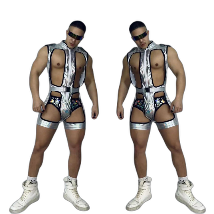 Silver Hollow Bodysuit Rave DJ Costume