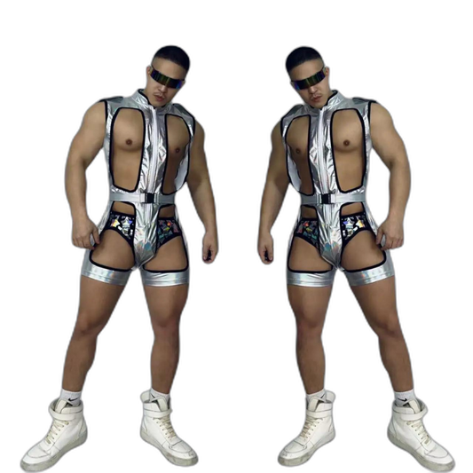 Silver Hollow Bodysuit Rave DJ Costume